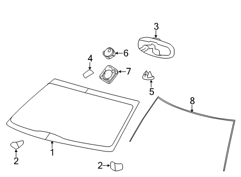 2011 Ford F-150 Windshield & Components, Reveal Moldings Diagram