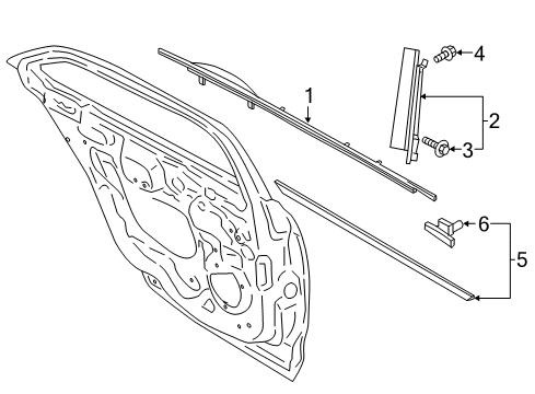 2018 Lincoln Continental Exterior Trim - Rear Door Diagram