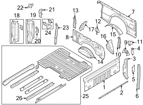 2024 Ford F-350 Super Duty Pocket - Stake Diagram for HC3Z-9900336-A