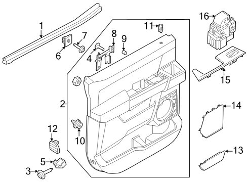 2023 Ford F-350 Super Duty Interior Trim - Rear Door Diagram