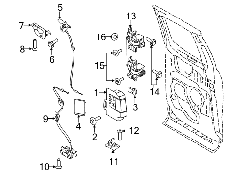 2017 Ford F-250 Super Duty Rear Door - Lock & Hardware Diagram