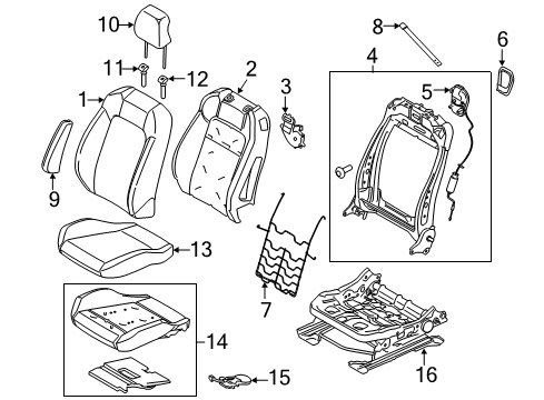 2015 Ford Mustang Seat Back Cover Assembly Diagram for FR3Z-7664416-DA