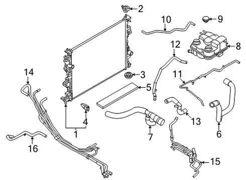 2023 Ford Maverick Radiator & Components Diagram