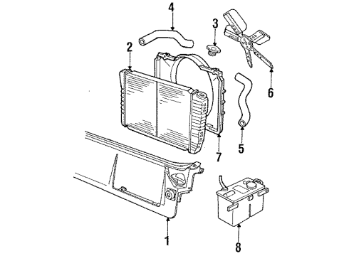 1986 Lincoln Continental Radiator & Components, Radiator Support, Cooling Fan Diagram