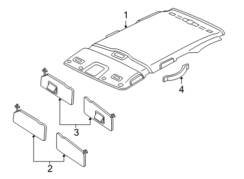 2006 Mercury Mariner Sun Visor Assembly Diagram for 6M6Z-7804104-AA