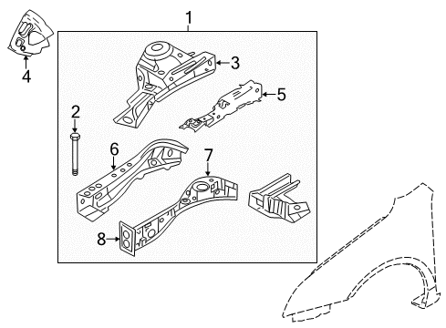 2012 Ford Fusion Structural Components & Rails Diagram