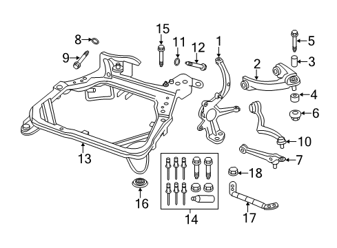 2008 Lincoln MKZ Front Suspension Components, Lower Control Arm, Upper Control Arm, Stabilizer Bar Diagram