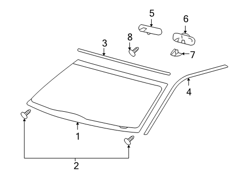 2008 Ford F-150 Moulding - Windshield Diagram for 4L3Z-1503136-AA