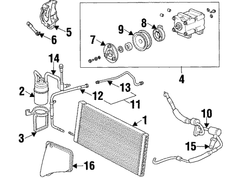 1998 Mercury Sable A/C Condenser, Compressor & Lines Diagram