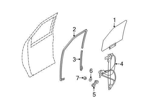 2009 Ford E-250 Front Door - Glass & Hardware Diagram