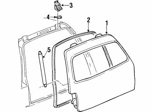 1998 Lincoln Navigator Gate Assembly Diagram for YL7Z-7840010-AA