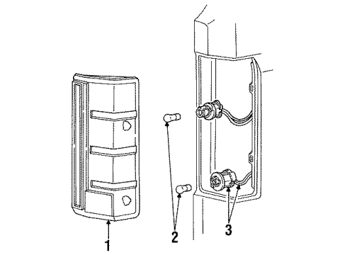 1996 Ford Bronco Lamp Assy - Rear, Stop And Flasher Diagram for E9TZ-13404-C