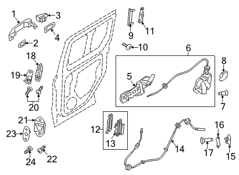 2019 Ford Transit Connect Side Loading Door - Lock & Hardware Diagram 2 - Thumbnail