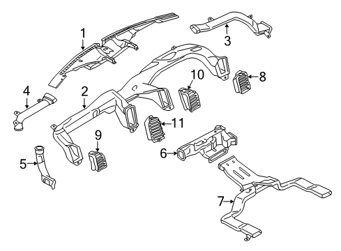 2019 Ford Expedition Air Conditioner Duct Assembly Diagram for JL1Z-19E630-AA