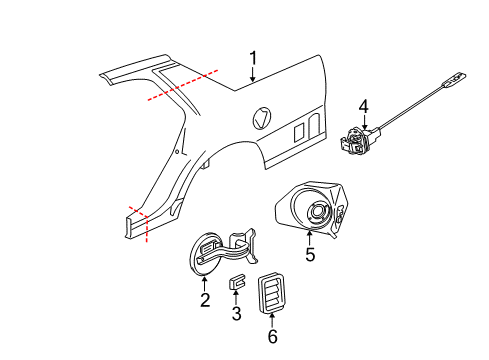 2005 Ford Crown Victoria Quarter Panel & Components Diagram