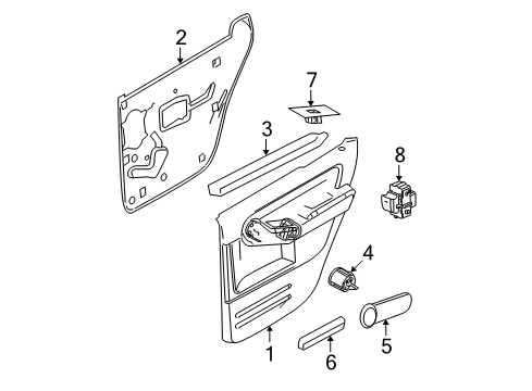 2006 Mercury Mountaineer Panel Assembly - Door Trim Diagram for 6L9Z-7827406-CAA