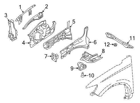 2020 Lincoln Nautilus Bracket - Fender - Front Diagram for K2GZ-16C079-A