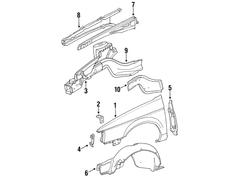 1988 Mercury Sable SHIELD FRT FNDR APR Diagram for E8DZ16102B