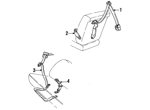 1992 Ford Mustang Seatbelt Assembly Diagram for FOZZ61611B69B