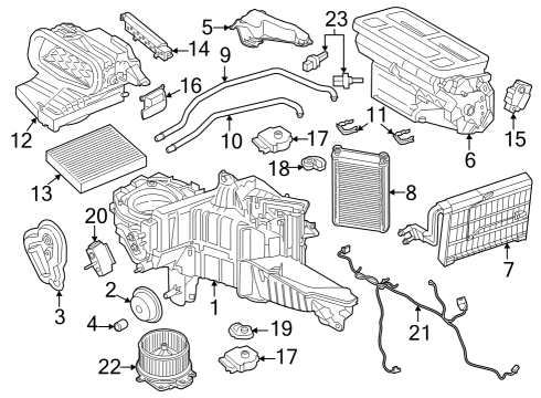 2023 Ford F-150 Lightning A/C Evaporator & Heater Components Diagram