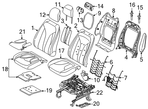 2016 Lincoln MKC Head Rest Assembly Diagram for EJ7Z-25611A08-A