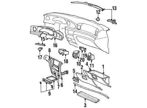 1996 Lincoln Continental Headlamp Assembly Diagram for F6OZ-13008-AC