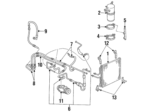 1992 Ford Aerostar A/C Condenser, Compressor & Lines Diagram