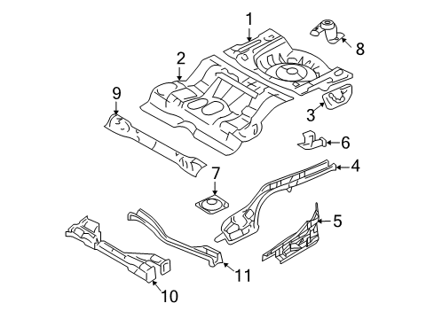 2011 Mercury Milan Rear Floor & Rails Diagram 2 - Thumbnail