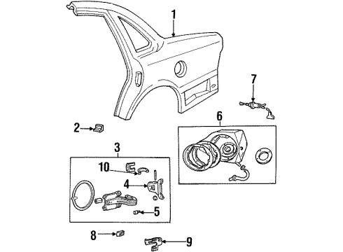 1996 Mercury Grand Marquis Quarter Panel & Components Diagram