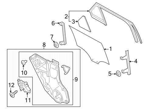 2023 Lincoln Aviator Glass - Rear Door Diagram