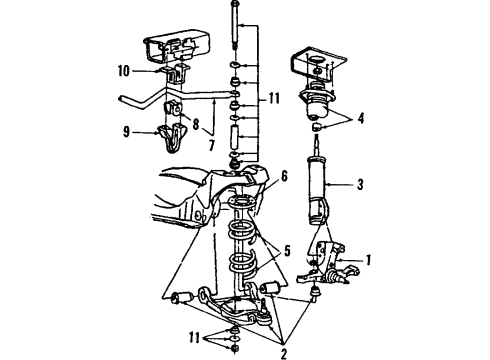 1991 Lincoln Mark VII Front Suspension Components, Lower Control Arm, Stabilizer Bar Diagram