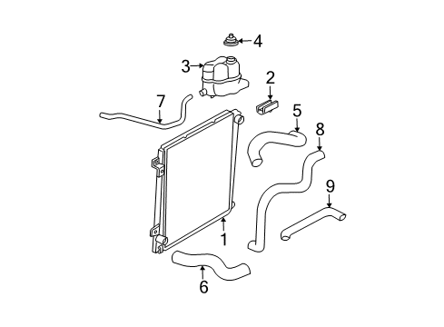 2008 Mercury Mountaineer Radiator & Components Diagram