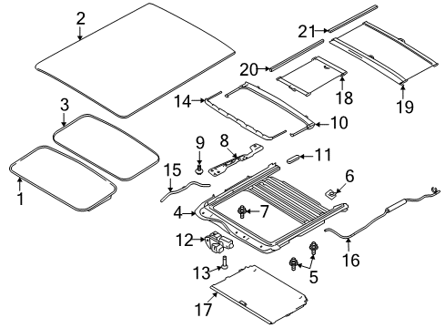 2011 Ford Flex Panel Assembly - Sliding Roof Sunshane Diagram for BA8Z-74519A02-CA