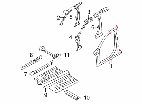 2016 Lincoln MKS Rail Assembly - Body Side - Upper Diagram for 8A5Z-5451186-A