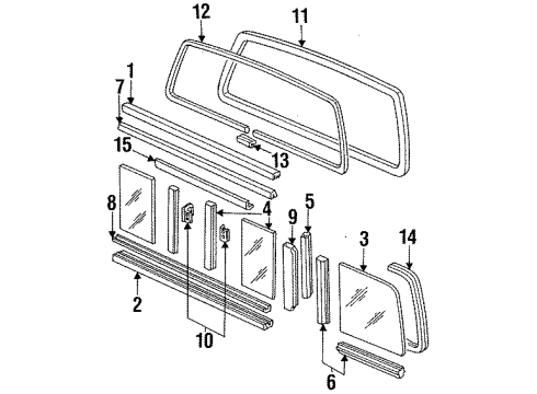 1992 Ford F-350 Weatherstrip - Back Window Diagram for F2TZ-1542084-A