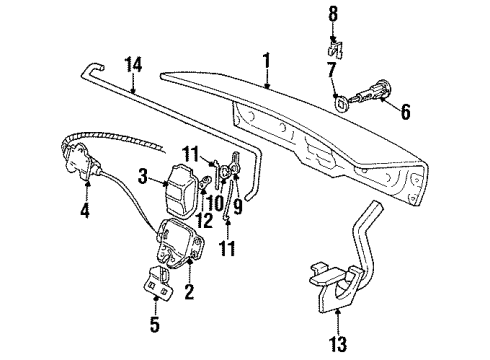 1997 Ford Thunderbird Hinge Assembly Diagram for E9SZ6342700A