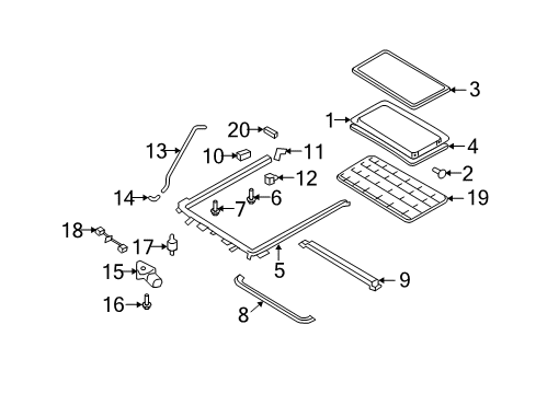 2008 Mercury Mariner Seal - Roof Panel Opening Diagram for 8L8Z-7851884-AB