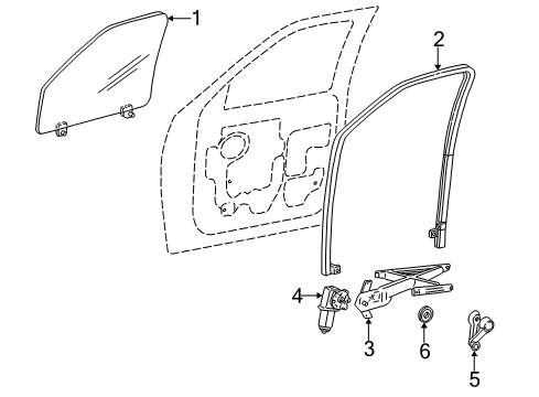 2002 Ford F-150 Front Door - Glass & Hardware Diagram