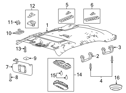 2016 Ford Special Service Police Sedan Interior Trim - Roof Diagram