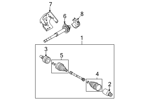 2009 Ford Escape Drive Axles - Front Diagram