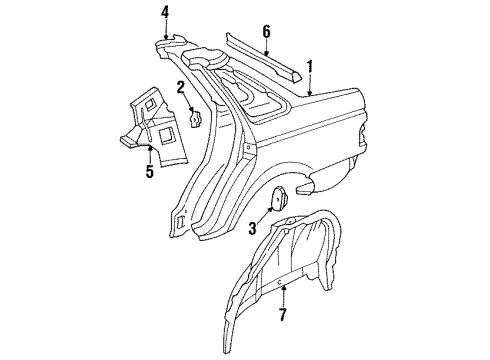 1994 Mercury Sable Quarter Panel & Components, Inner Structure Diagram 1 - Thumbnail