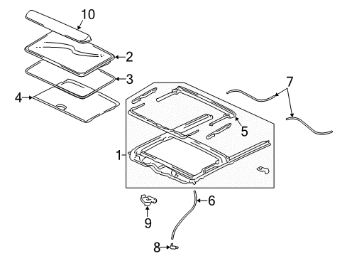 2004 Lincoln LS Seal - Roof Panel Opening Diagram for 3W4Z-5451884-AA