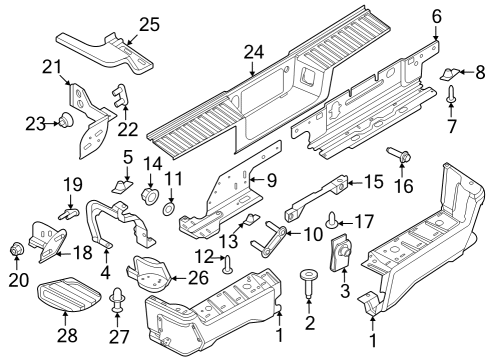 2023 Ford F-350 Super Duty Bumper & Components - Rear Diagram