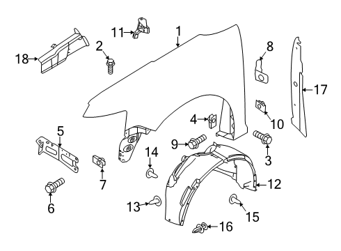 2016 Ford Flex Guard - Front Splash Diagram for GG1Z-16103-A