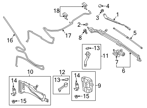 2014 Ford C-Max Windshield - Wiper & Washer Components Diagram