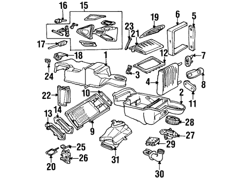 2000 Lincoln Continental A/C Evaporator & Heater Components Diagram