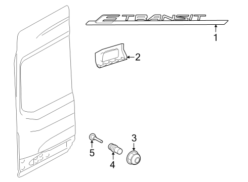 2023 Ford E-Transit Exterior Trim - Back Door Diagram