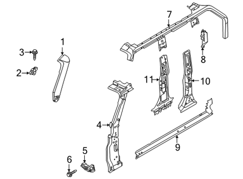 2022 Ford Bronco Hinge Pillar Diagram