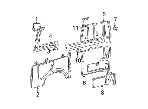 1996 Ford E-150 Econoline Club Wagon Interior Trim - Side Panel Diagram 2 - Thumbnail