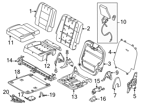 2018 Ford Police Interceptor Utility Head Rest Assembly Diagram for FB5Z-78611A08-AR